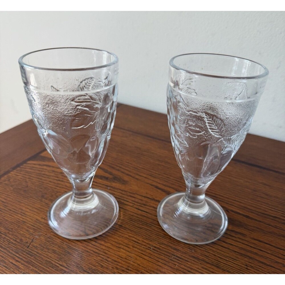2 Pottery Barn Crystal Orchard Pattern Water Goblet 7"